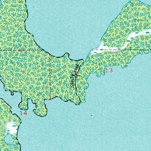 Topographic Map of Shell Creek, FL