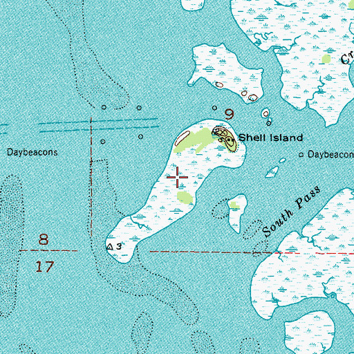 Topographic Map of Shell Island, FL