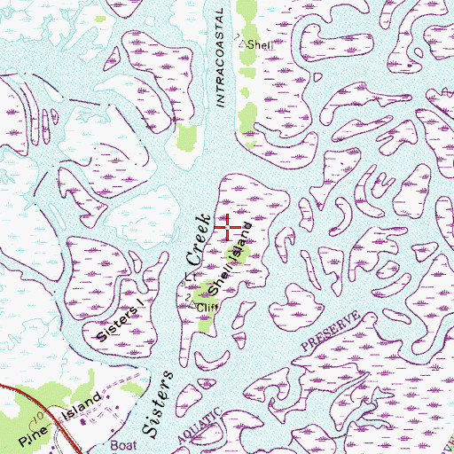 Topographic Map of Shell Island, FL