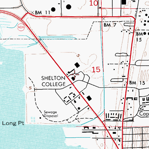 Topographic Map of Shelton College, FL