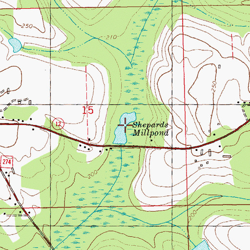 Topographic Map of Shepards Millpond, FL