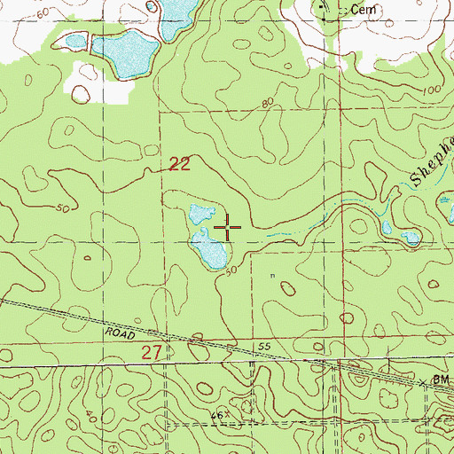 Topographic Map of Shepherd Branch, FL