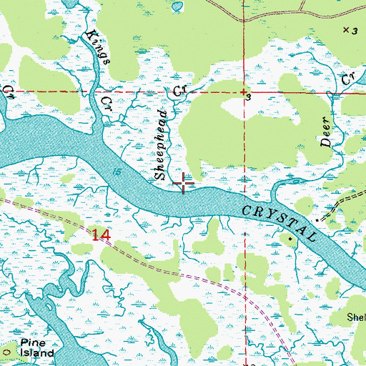 Topographic Map of Sheephead Creek, FL