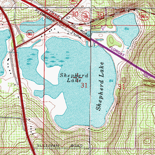 Topographic Map of Shepherd Lake, FL