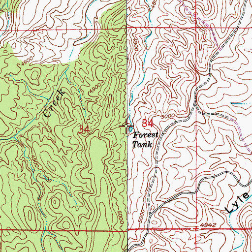 Topographic Map of Forest Tank, AZ