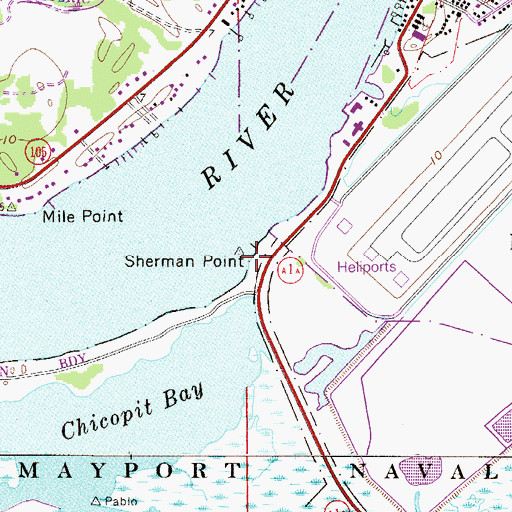 Topographic Map of Sherman Point, FL