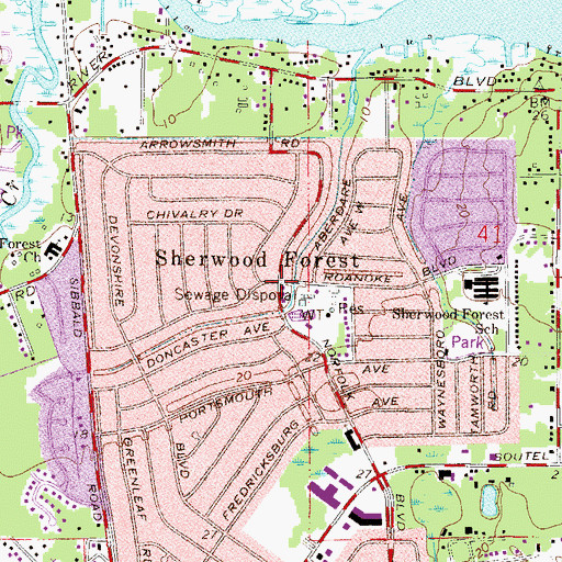 Topographic Map of Sherwood Forest, FL
