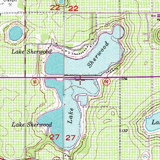 Topographic Map of Lake Sherwood, FL