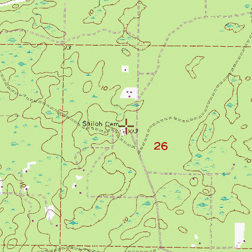 Topographic Map of Shiloh Cemetery, FL