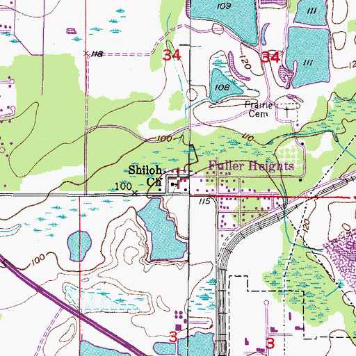 Topographic Map of Shiloh Church, FL