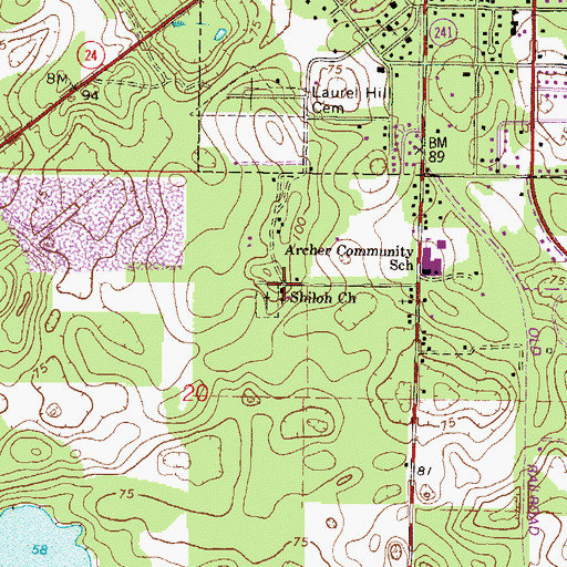 Topographic Map of Shiloh Missionary Baptist Church, FL