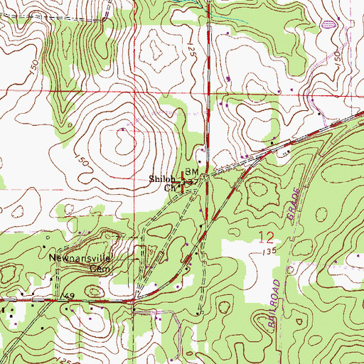 Topographic Map of Old Shiloh Missionary Baptist Church, FL
