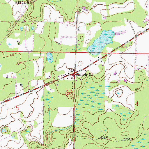 Topographic Map of New Shiloh Missionary Baptist Church, FL