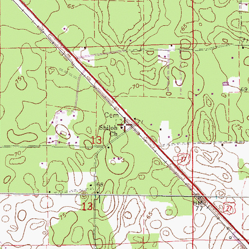 Topographic Map of Shiloh Baptist Church, FL