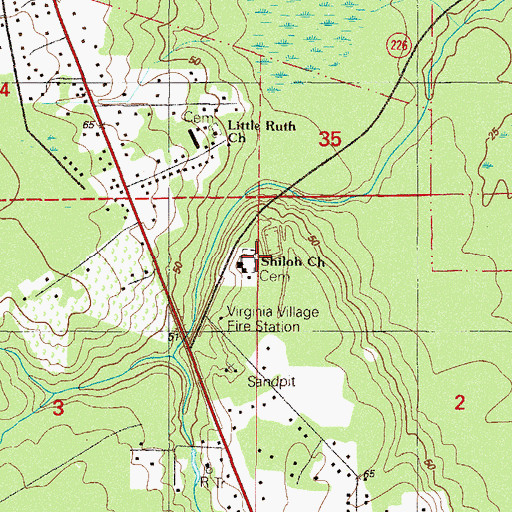 Topographic Map of Shiloh Church, FL