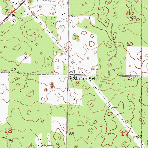 Topographic Map of Shiloh School, FL