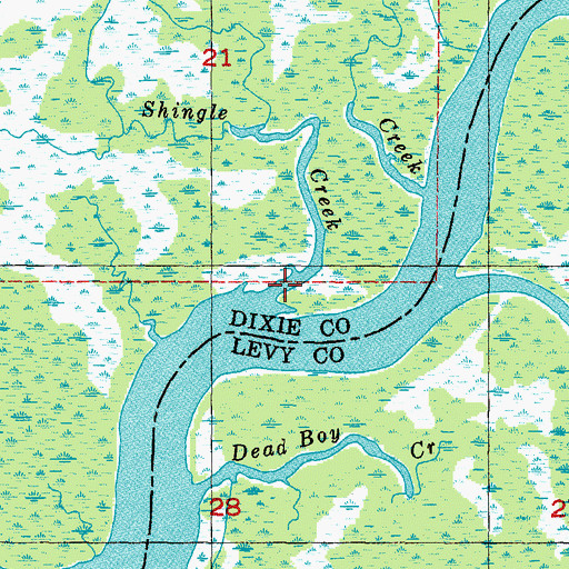 Topographic Map of Shingle Creek, FL