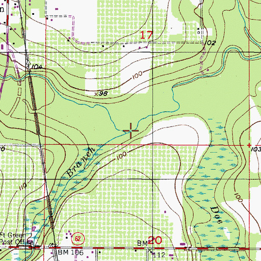 Topographic Map of Shirttail Branch, FL
