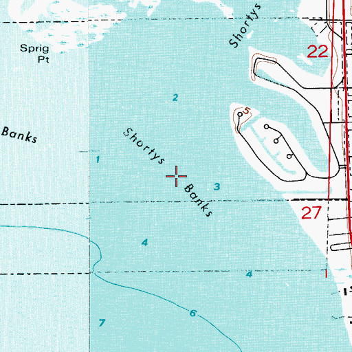 Topographic Map of Shortys Banks, FL
