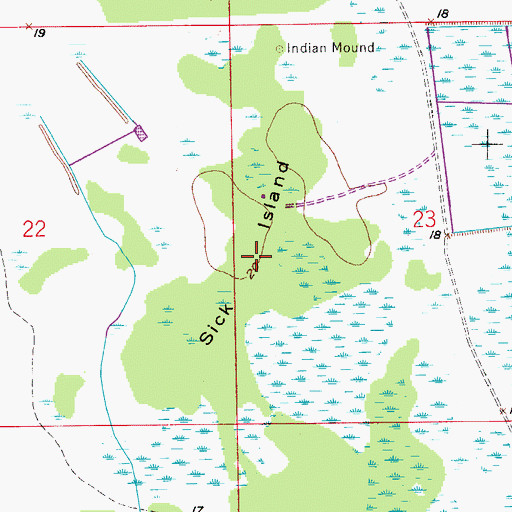 Topographic Map of Sick Island, FL