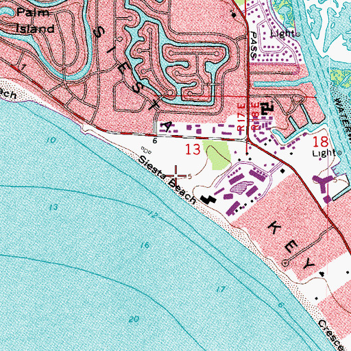 Topographic Map of Siesta Beach, FL