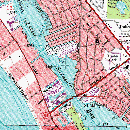 Topographic Map of Siesta Key, FL