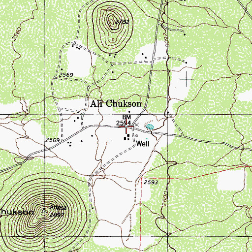 Topographic Map of Chukson, AZ