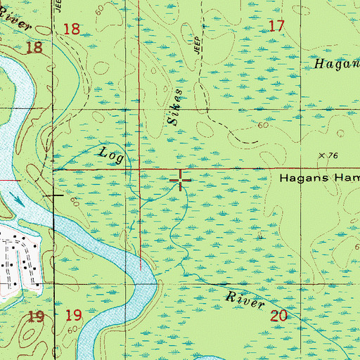 Topographic Map of Sikes Creek, FL
