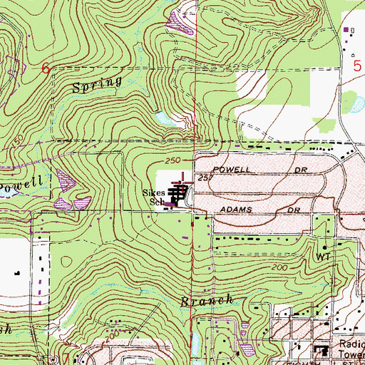 Topographic Map of Sikes School, FL