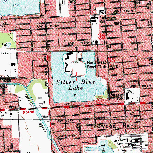 Topographic Map of Silver Blue Lake, FL