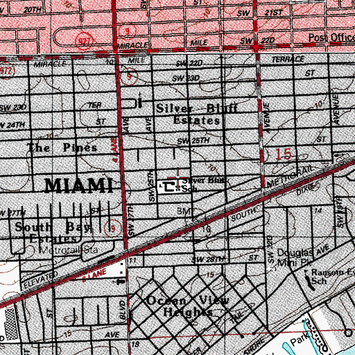 Topographic Map of Silver Bluff Elementary School, FL