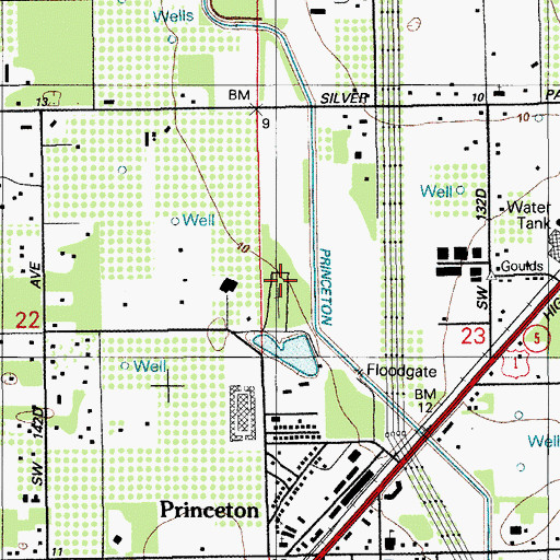 Topographic Map of Silver Green Cemetery, FL