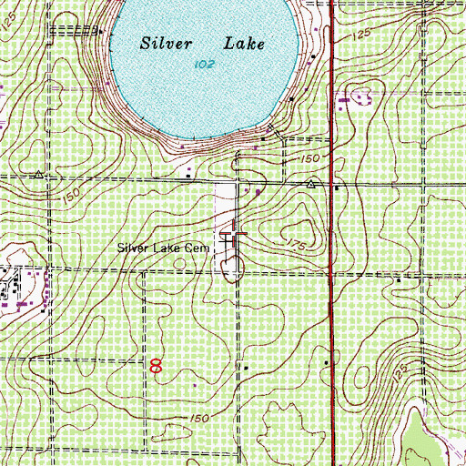 Topographic Map of Silver Lake Cemetery, FL