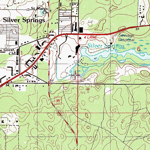 Topographic Map of Silver Springs, FL