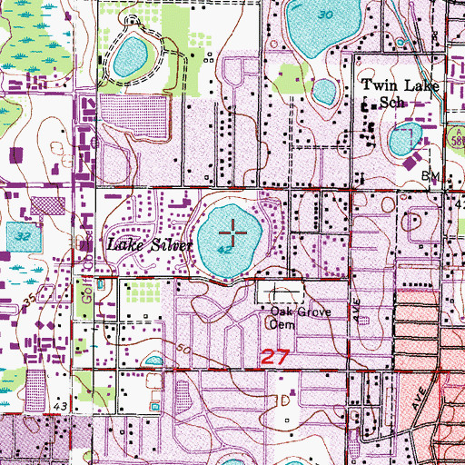 Topographic Map of Lake Silver, FL