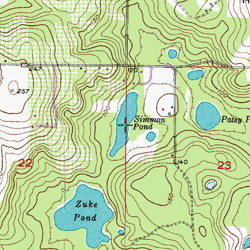 Topographic Map of Simmon Pond, FL
