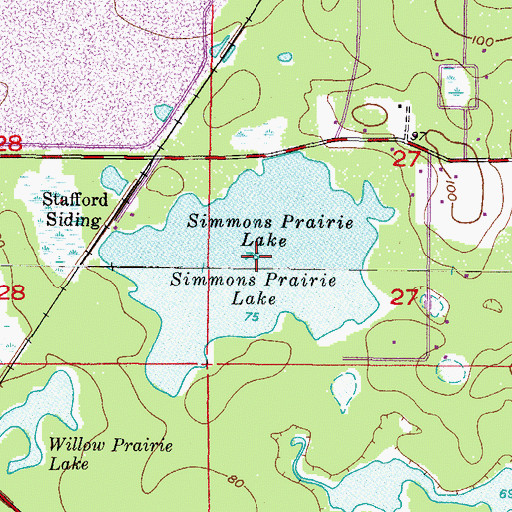 Topographic Map of Simmons Prairie Lake, FL