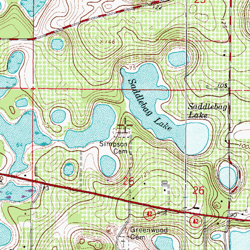 Topographic Map of Simpson Cemetery, FL