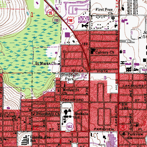 Topographic Map of Simpson Park, FL