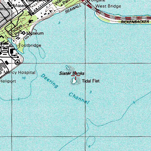 Topographic Map of Sister Banks, FL