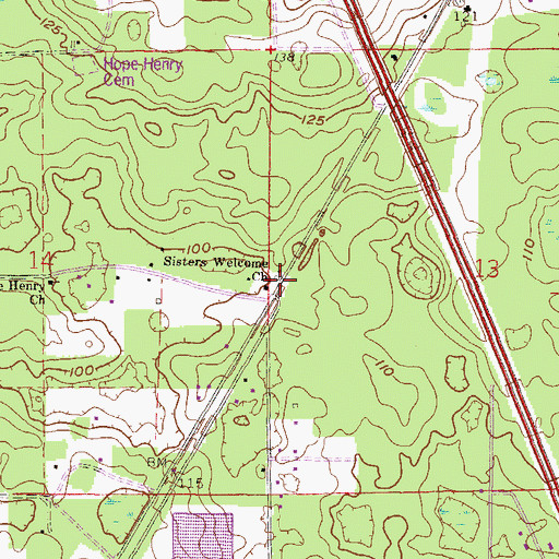 Topographic Map of Sisters Welcome Baptist Church, FL