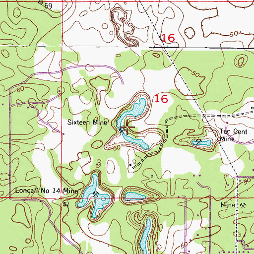 Topographic Map of Sixteen Mine, FL