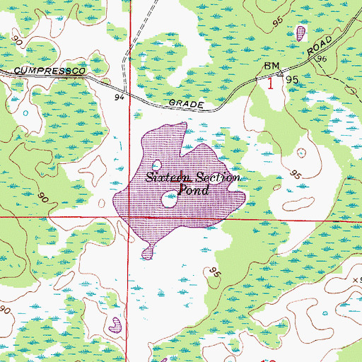 Topographic Map of Sixteen Section Pond, FL