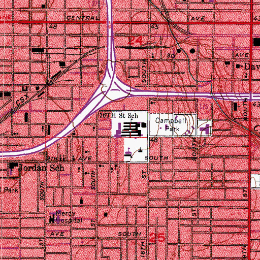 Topographic Map of John Hopkins Middle School, FL
