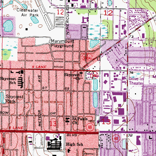 Topographic Map of Skycrest Church, FL