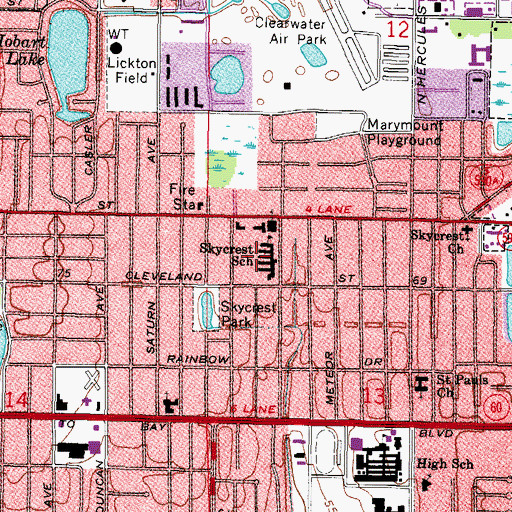 Topographic Map of Skycrest Elementary School, FL