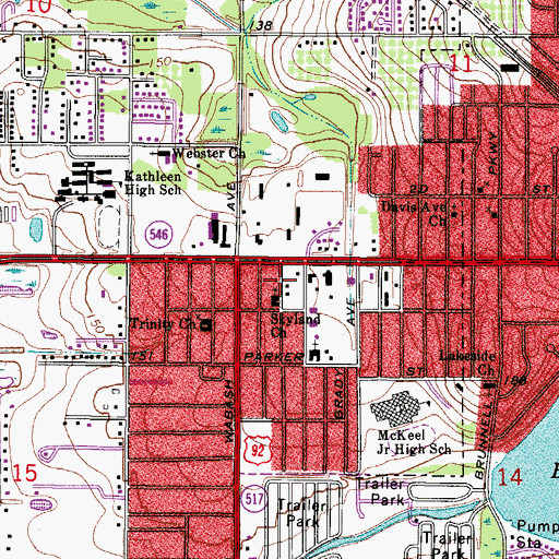Topographic Map of Skyland Church, FL