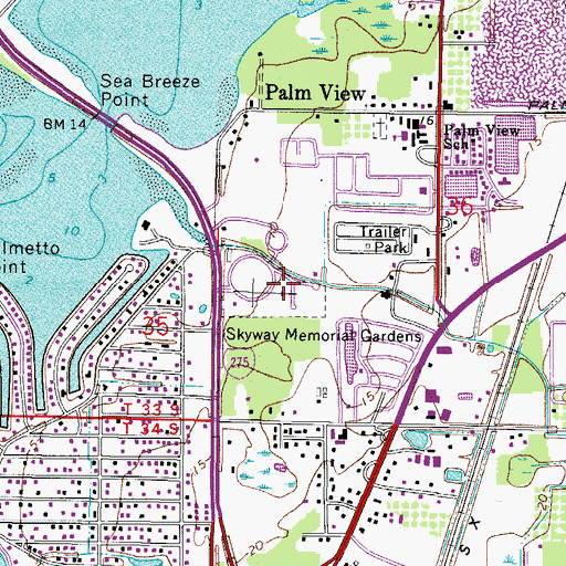 Topographic Map of Skyway Memorial Gardens, FL