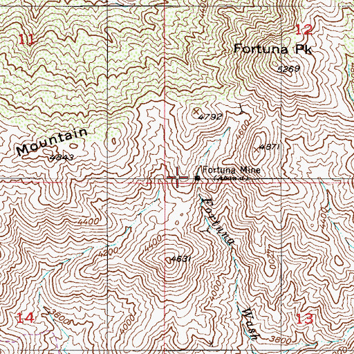 Topographic Map of Fortuna Mine, AZ
