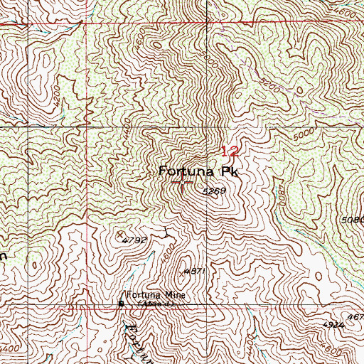 Topographic Map of Fortuna Peak, AZ